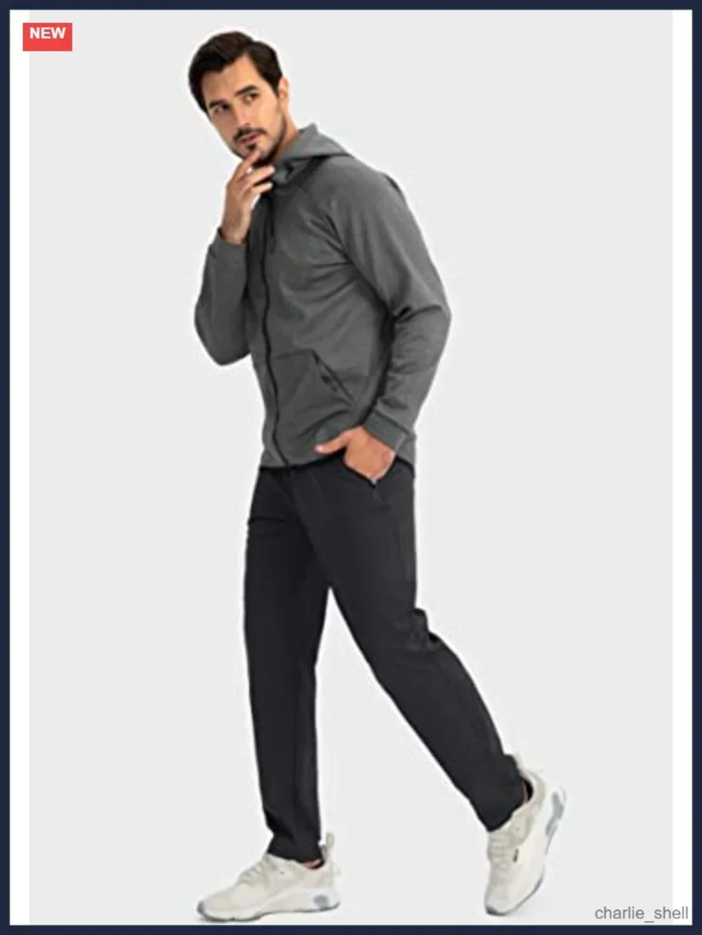 Men's Sweatpants Tapered Joggers with 3 Zipper Pockets Stretchy Athletic Pants